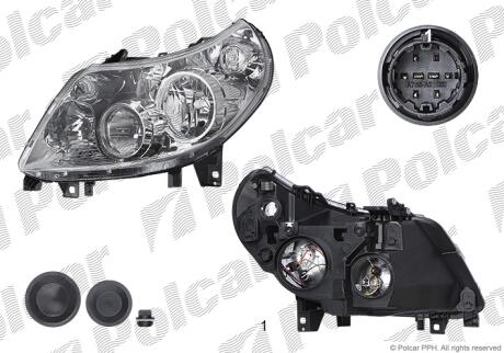 Фара основная левая H1, H7, PY21W, W5W Polcar 5770094E