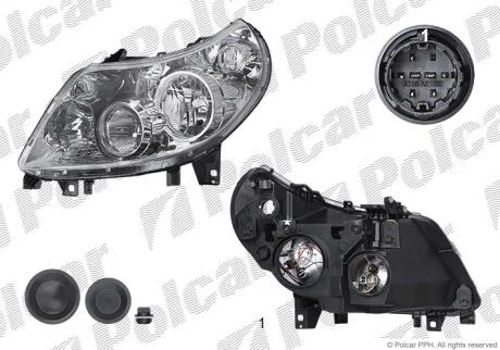 Фара основна ліва H1, H7, PY21W, W5W Polcar 5770094E