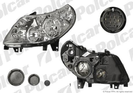 Фара основна права H1, H7, PY21W, W5W Polcar 5770107E