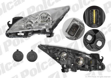 Фара основная правая H7, HP24W Polcar 578010-V