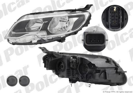 Фара основная левая H1, H7, PY21W, W5W Polcar 57B309-V