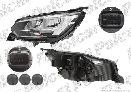 Фара основная левая H18, H9, PY21W Polcar 57B409-E