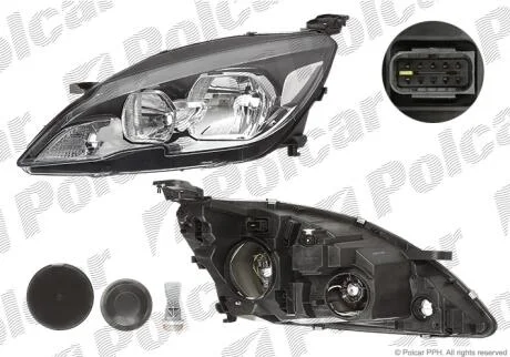 Фара основная правая H7, HB3, PY21W Polcar 57C210-E