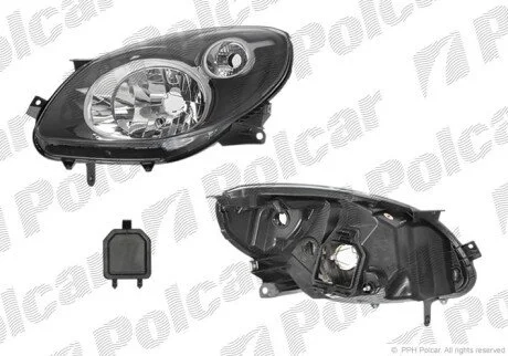 Фара основная правая H4, PY21W, W5W Polcar 600110-E