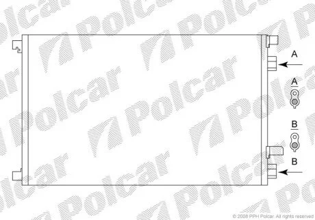 Радиатор кондиционера (Конденсатор) без осушителя Polcar 6012K8C1S