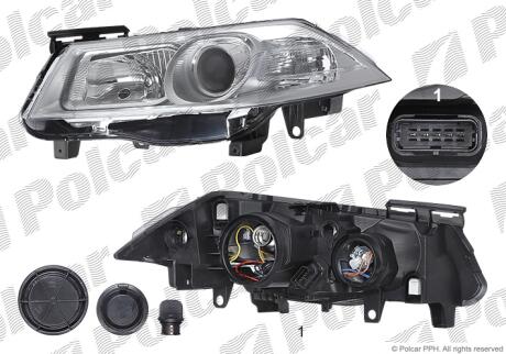 Фара основная левая H1, H7, PY21W, W5W Polcar 6013094E