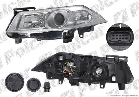 Фара основная левая H1, H7, PY21W, W5W Polcar 6013094E