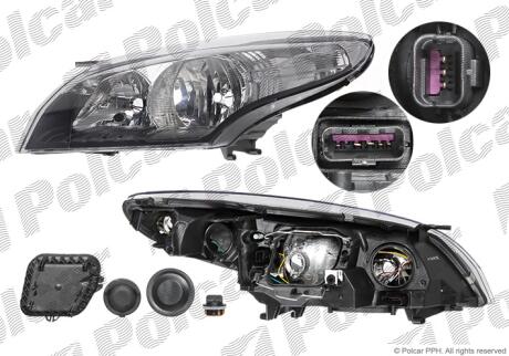 Фара основна права H7, PY21W, W5W Polcar 6014105E