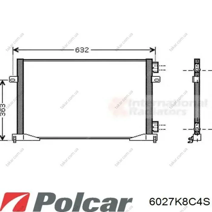 Радіатор кондиціонера (Конденсатор) без осушувача Polcar 6027K8C4S (фото 1)