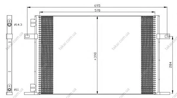 Радиатор кондиционера (Конденсатор) Polcar 605008A4 (фото 1)