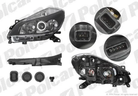 Фара основная правая H1, H7 Polcar 6055104E
