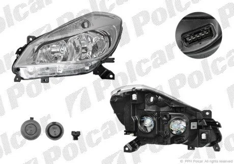 Фара основная правая H1, H7, PY21W, W5W Polcar 6055107V
