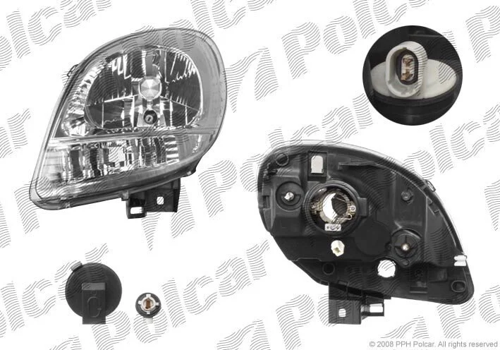 Фара основная левая H4, PY21W, W5W Polcar 606109-E (фото 1)