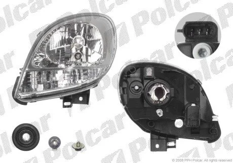 Фара основная левая H4, P21W, W5W Polcar 606109-V