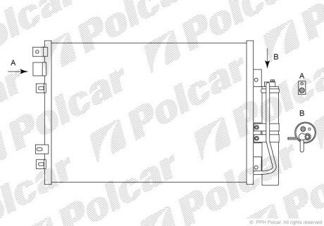 Радіатор кондиціонера (Конденсатор) без осушувача Polcar 6061K8C1