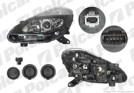 Фара основная левая H1, H7, PY21W, W5W Polcar 6064092E