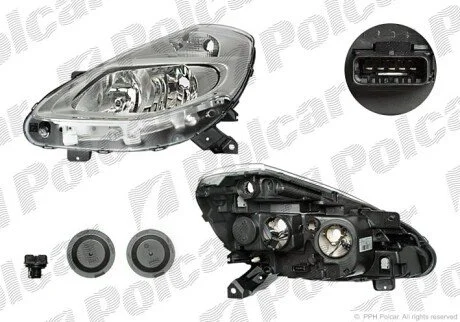 Фара основная правая H7, PY21W, W5W Polcar 606410-E