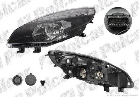 Фара основная левая H7, PY21W, W5W Polcar 607309-V