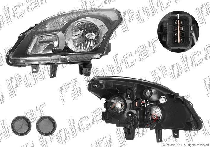 Фара основная правая H7, PY21W, W5W Polcar 608010-E (фото 1)