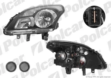 Фара основна права H7, PY21W, W5W Polcar 608010-EUA