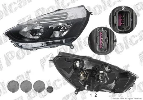 Фара основна права H1, H7, PY24W, W5W Polcar 60B110-U