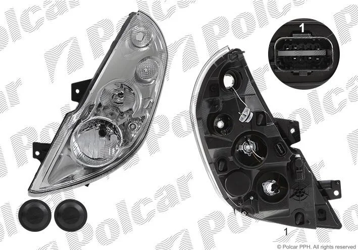 Фара основная левая H1, H7, PY21W, W5W Polcar 60N1095EUA (фото 1)