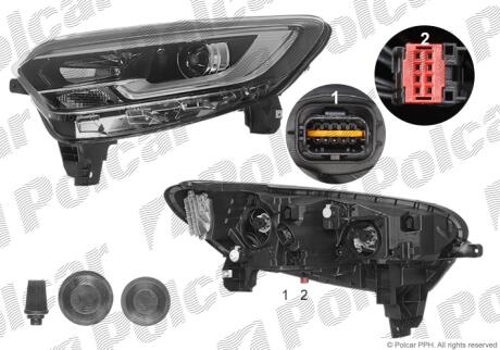 Фара основная правая H7, PY21W Polcar 60X2100E