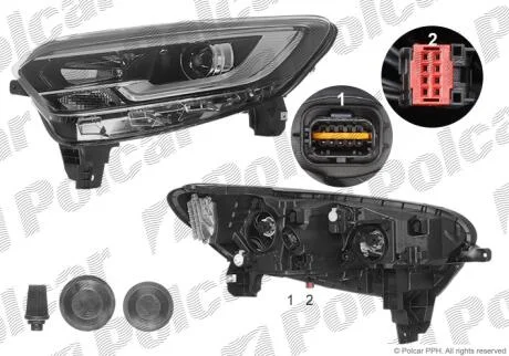 Фара основная правая H7, PY21W Polcar 60X2100E