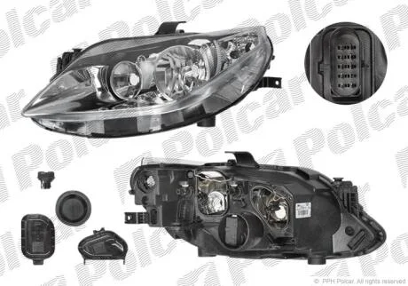 Фара основная левая H7, PY21W, W5W Polcar 6732092E