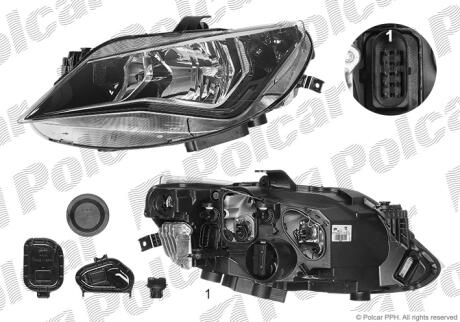 Фара основная левая H7, PY21W, W5W Polcar 67B1095V