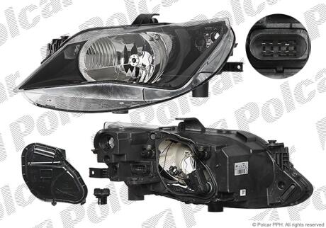 Фара основная левая H4, PY21W, W5W Polcar 67B109-E