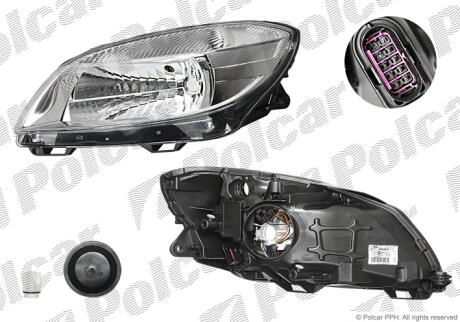 Фара основна ліва H4, PY21W, W5W Polcar 691609-H