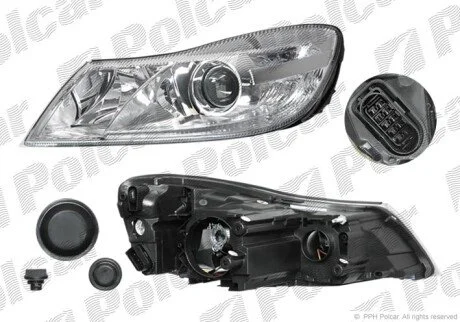 Фара основная левая H1, H7, PY21W, W5W Polcar 692309-E