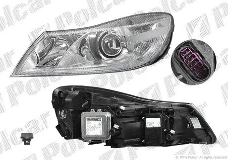 Фара основная правая D1S, H1, PY21W, W5W Polcar 6923101H