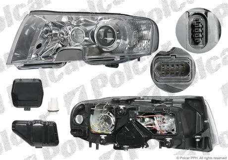 Фара основна ліва D2S, H3, PY21W, W5W Polcar 6925091E