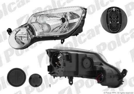 Фара основная левая H4, H7, P13W Polcar 6935093E