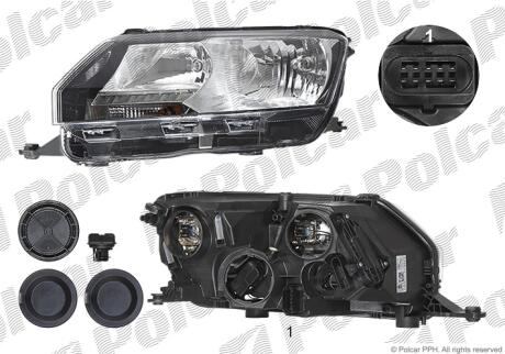 Фара основная правая H7, LED, PY21W Polcar 69B1102VUA