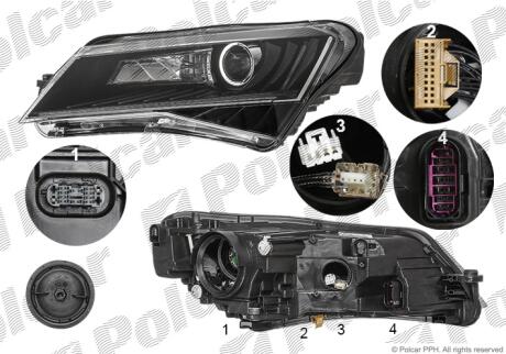 Фара основная левая D3S, LED Polcar 69D2091H