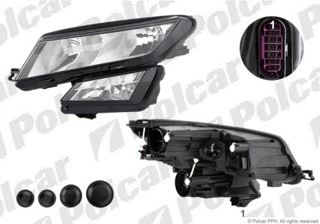 Фара основная левая H7, H8, LED, PWY24W, W5W Polcar 69X309-H