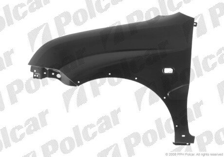 Крыло спереди справа с отверстиями под накладку крыла Polcar 742002