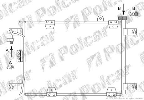 Радиатор кондиционера (Конденсатор) без осушителя Polcar 7424K8C1