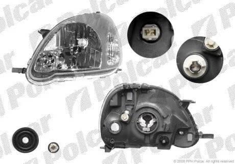 Фара основная левая H4, PY21W, W5W Polcar 8104091E