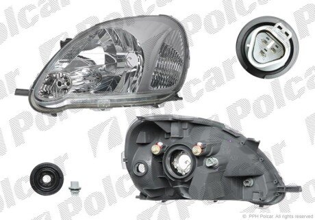 Фара основная левая H4, W5W, WY21W Polcar 8104093E