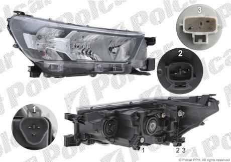 Фара основная правая H11, HB3, W21/5W, WY21W Polcar 81P6102E