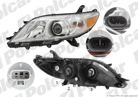 Фара основная правая H11, HB3, PY27/7W Polcar 81V110