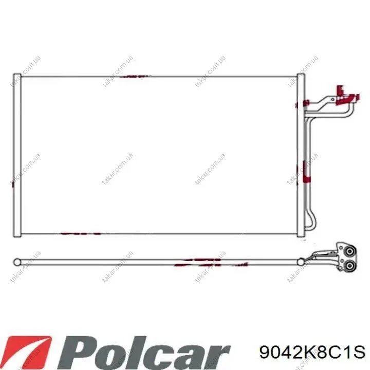 Радиатор кондиционера (Конденсатор) без осушителя Polcar 9042K8C1S (фото 1)