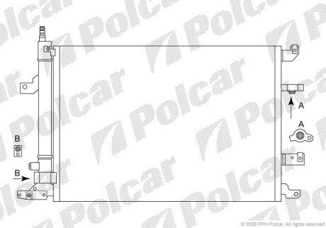 Радіатор кондиціонера (Конденсатор) без осушувача Polcar 9080K8C2