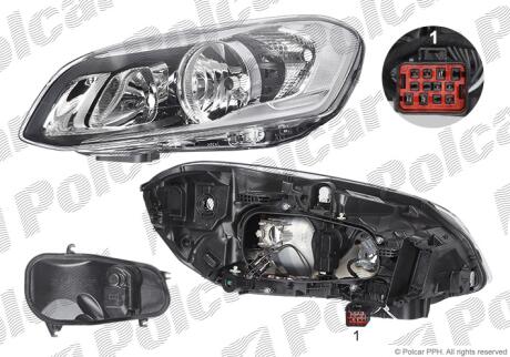 Фара основная правая H7, H9, PWY24W Polcar 90X110-E