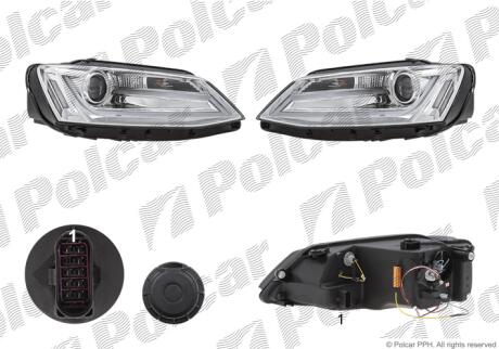Фара основная правая, левая H1, LED Polcar 950309AEUA