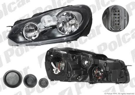 Фара основная правая H15, H7, PSY24W, W5W Polcar 9518100E